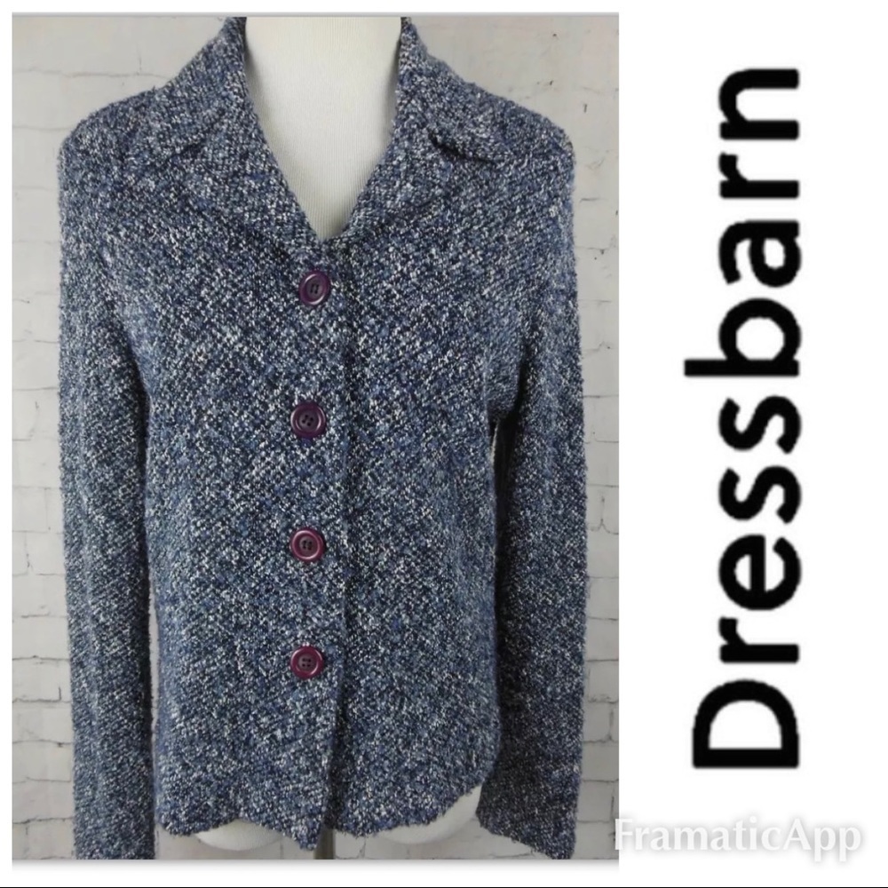 Dressbarn Women's Blue Tweed Jacket